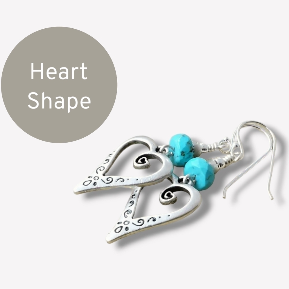 New Bohemian Heart Silver Tone Dangle Earrings